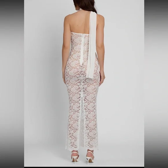 LEAU Soleil Scalloped Lace Midi Dress - White - Picture 3 of 5